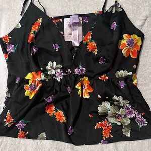 Savage X Fenty Floral Orange Black Bustier Camisole